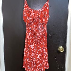 Floral Key Hole, Tie Front Dress
